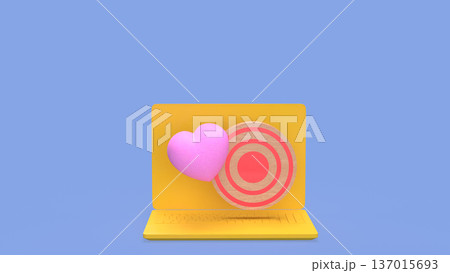 Customer Target Marketing Strategy with Heart on Laptop 3d render Customer Target Marketing Strategy with Heart on Laptop 3d render 137015693