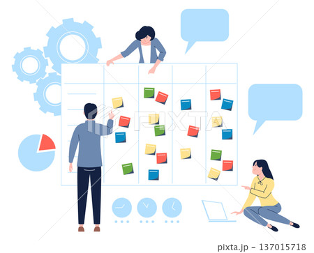 Scrum board for business process task strategy...のイラスト素材 [137015718 ...