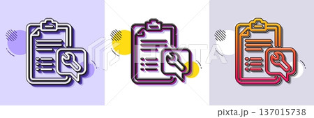 Spanner tool line icon. Halftone dotted pattern. Gradient icon with grain shadow. Repair service checklist sign. Fix instruments symbol. Line spanner icon. Various designs. Vector Spanner tool line icon. Halftone dotted pattern. Gradient icon with grain shadow. Repair service checklist sign. Fix instruments symbol. Line spanner icon. Various designs. Vector 137015738