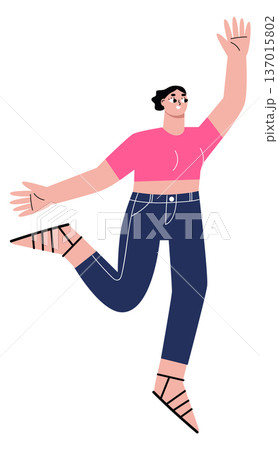 Cheerful young woman. Excited girl gesturing in joy 137015802