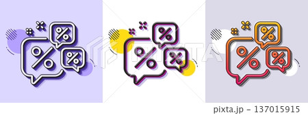 Discounts chat bubbles line icon. Halftone dotted pattern. Gradient icon with grain shadow. Sale offer sign. Promotion price symbol. Line discounts chat icon. Various designs. Vector Discounts chat bubbles line icon. Halftone dotted pattern. Gradient icon with grain shadow. Sale offer sign. Promotion price symbol. Line discounts chat icon. Various designs. Vector 137015915