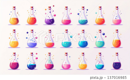 カラフルフラスコのイラスト 137016985