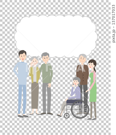 Anxious people in a nursing home with speech bubbles 137017033