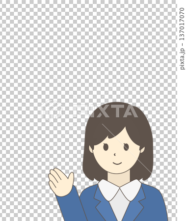 Smiling businesswoman guiding upper body 137017070