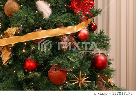 Christmas tree ornaments detail Christmas tree ornaments detail 137017173
