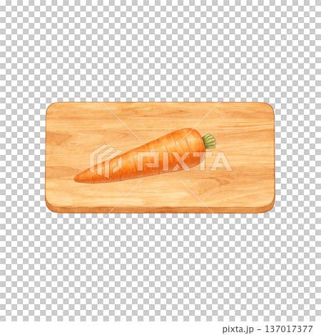 にんじんと木製まな板 水彩シンプル 横構図 切り抜きPNG 137017377