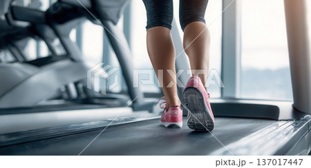 Running on Treadmill Fitness, Health, and Exercise Concept Running on Treadmill Fitness, Health, and Exercise Concept 137017447