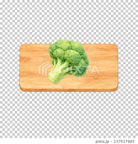 ブロッコリーと木製まな板 水彩シンプル 横構図 切り抜きPNG ブロッコリーと木製まな板 水彩シンプル 横構図 切り抜きPNG 137017885