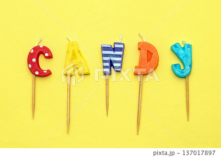 Candy word colorful candles Candy word colorful candles 137017897