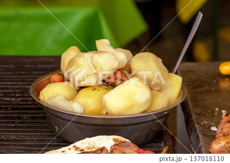Cooked white potatoes in bowl Cooked white potatoes in bowl 137018110