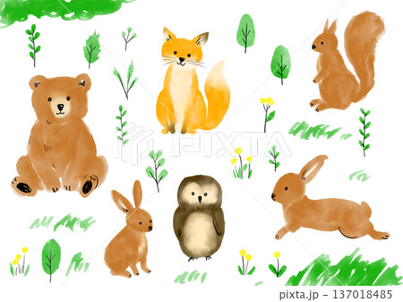 かわいい森の動物イラストセット 137018485