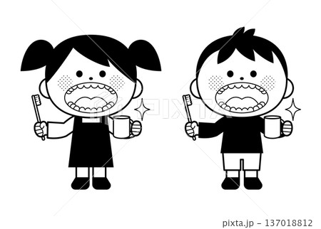 歯磨き上手なきれいな歯の子供 137018812