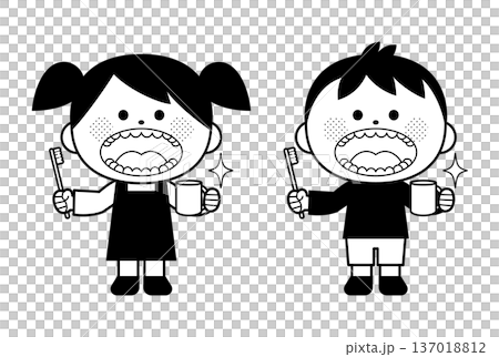 A child with beautiful teeth who is good at brushing his teeth 137018812