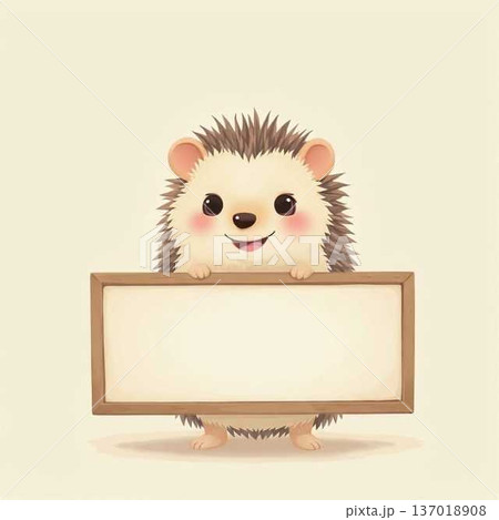 動物キャラクターがメッセージボードを持つかわいいイラスト 動物キャラクターがメッセージボードを持つかわいいイラスト 137018908