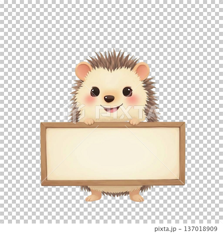 動物キャラクターがメッセージボードを持つかわいいイラスト 137018909