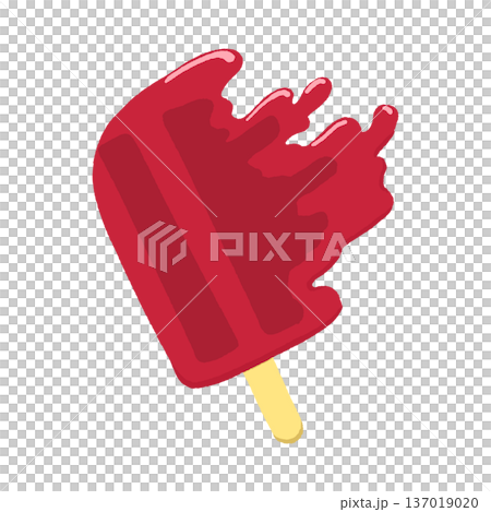 融化的紅色冰棒 137019020