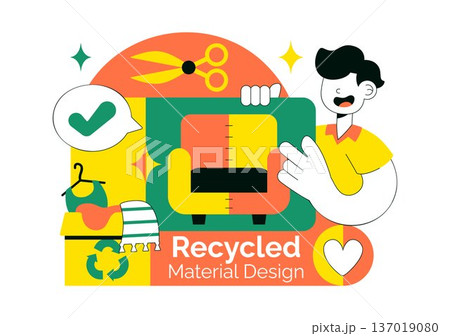 Eco Friendly Recycled Material Design Vector Illustration Featuring Circular Economy Concepts And Sustainability Icons in Flat Background 137019080