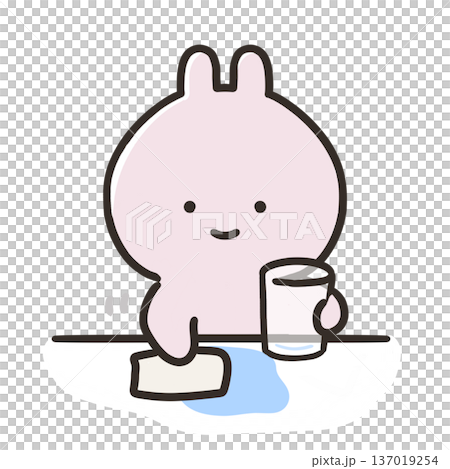 兔子正在擦拭灑出來的水 兔子正在擦拭灑出來的水 137019254