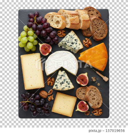 Cheese plate artisan cheese cheese board bread grape fig nut slate board gourmet cheese plate with bread grape fig nut dark 137019656
