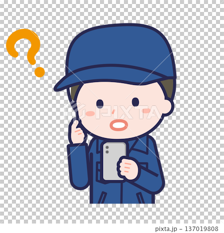 スマートフォンを使う「消防団員」の男性 137019808