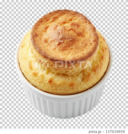 Cheese souffle ramekin baked golden crust airy texture delicious comfort food 137019939