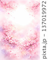 桜の水彩風背景素材 幻想的なピンクと紫のグラデーション 縦 137019972