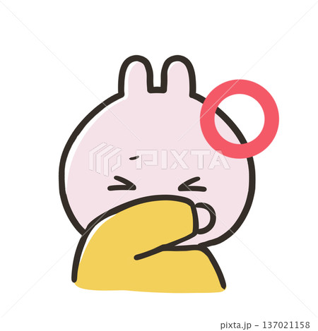 咳エチケットで袖で抑えるうさぎ 咳エチケットで袖で抑えるうさぎ 137021158