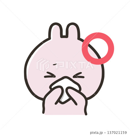 咳エチケットでハンカチで抑えるうさぎ 咳エチケットでハンカチで抑えるうさぎ 137021159