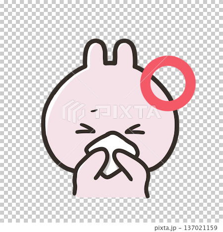 咳エチケットでハンカチで抑えるうさぎ 咳エチケットでハンカチで抑えるうさぎ 137021159