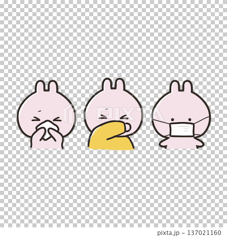 咳エチケットを守るうさぎ 咳エチケットを守るうさぎ 137021160