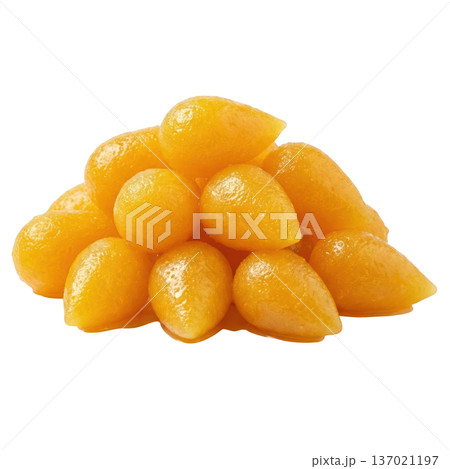Delicious pile of thong yot, golden sweet thai dessert food. traditional asian cuisine candy made of egg yolk Delicious pile of thong yot, golden sweet thai dessert food. traditional asian cuisine candy made of egg yolk 137021197