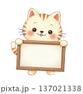 動物キャラクターがメッセージボードを持つかわいいイラスト 137021338