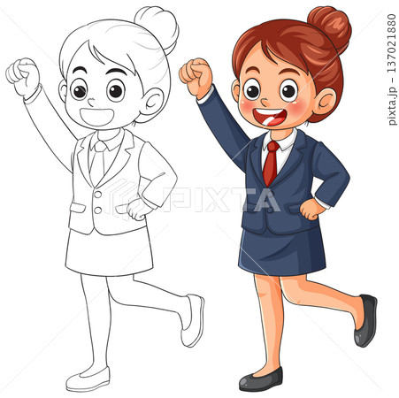 Cheerful Young Woman in Business Suit Raising Fist Cheerful Young Woman in Business Suit Raising Fist 137021880