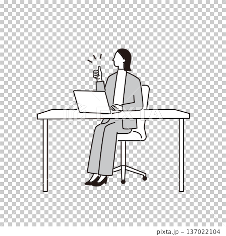 A female business person posing good in front of a laptop 137022104