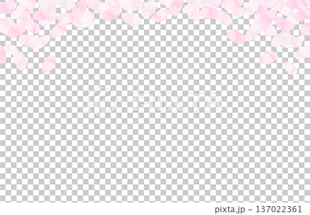 櫻花花瓣水彩畫框，春天，日式風格 137022361