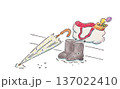 雨の日の買い物のイラスト 雨の日の買い物のイラスト 137022410