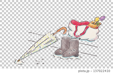 Illustration of shopping on a rainy day Illustration of shopping on a rainy day 137022410