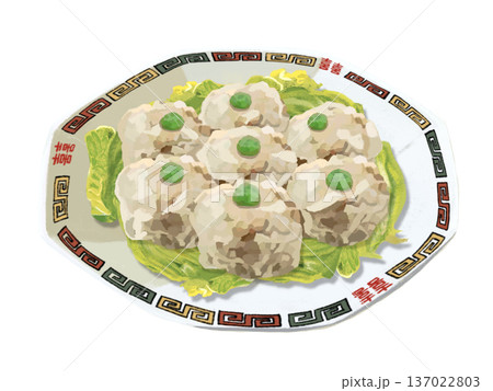 肉シューマイ(グリンピース付き)中華皿 肉シューマイ(グリンピース付き)中華皿 137022803