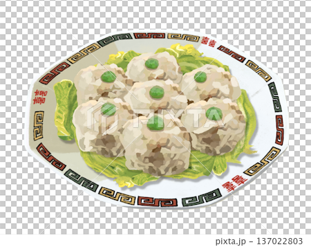 Meat shumai (with green peas) Chinese dish 137022803