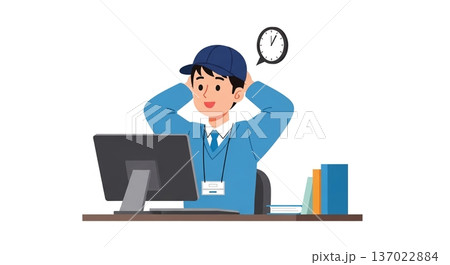 腕を伸ばして休憩する仕事終わりの若者 137022884