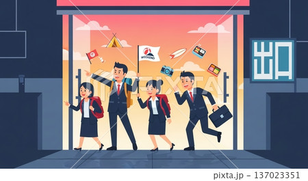 週末のレジャーに胸躍らせるビジネスパーソン 137023351