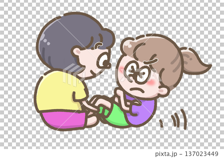 圖：一個孩子在做仰臥起坐 137023449