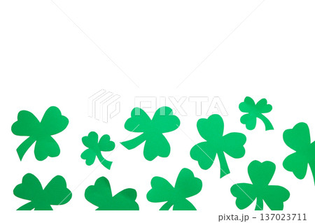 Green shamrocks on a white background, isolated, PNG Green shamrocks on a white background, isolated, PNG 137023711