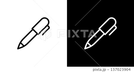 万年筆とボールペンの筆記具アイコン(ベクター) 万年筆とボールペンの筆記具アイコン(ベクター) 137023904