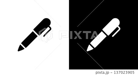 万年筆とボールペンの筆記具アイコン(ベクター) 137023905