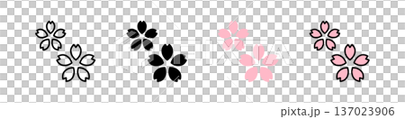 雙花櫻花春季圖示集（向量圖） 137023906