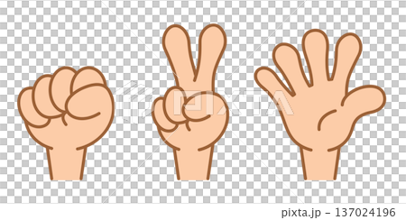 Cute rock-paper-scissors-rock-paper-scissors illustration set Cute rock-paper-scissors-rock-paper-scissors illustration set 137024196