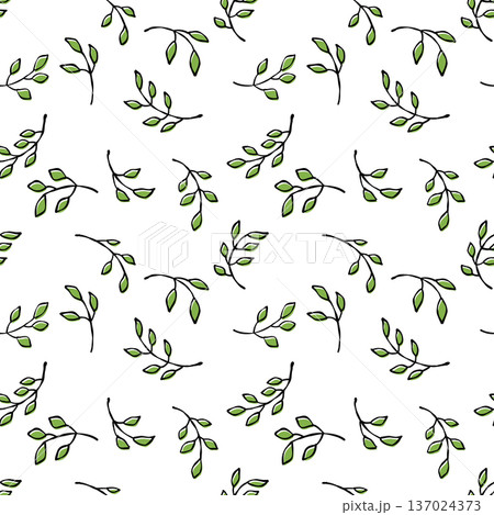 ラフな葉のシームレスパターン 137024373