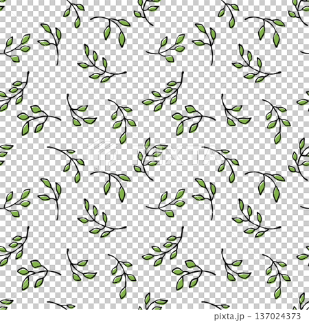 ラフな葉のシームレスパターン 137024373