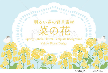 テキスタイル風・菜の花のベクターイラストテンプレート|春の花背景・和モダンデザイン素材 テキスタイル風・菜の花のベクターイラストテンプレート|春の花背景・和モダンデザイン素材 137024626